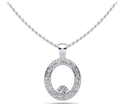 Oval Pendant with Surrounding Diamonds and Centerstone