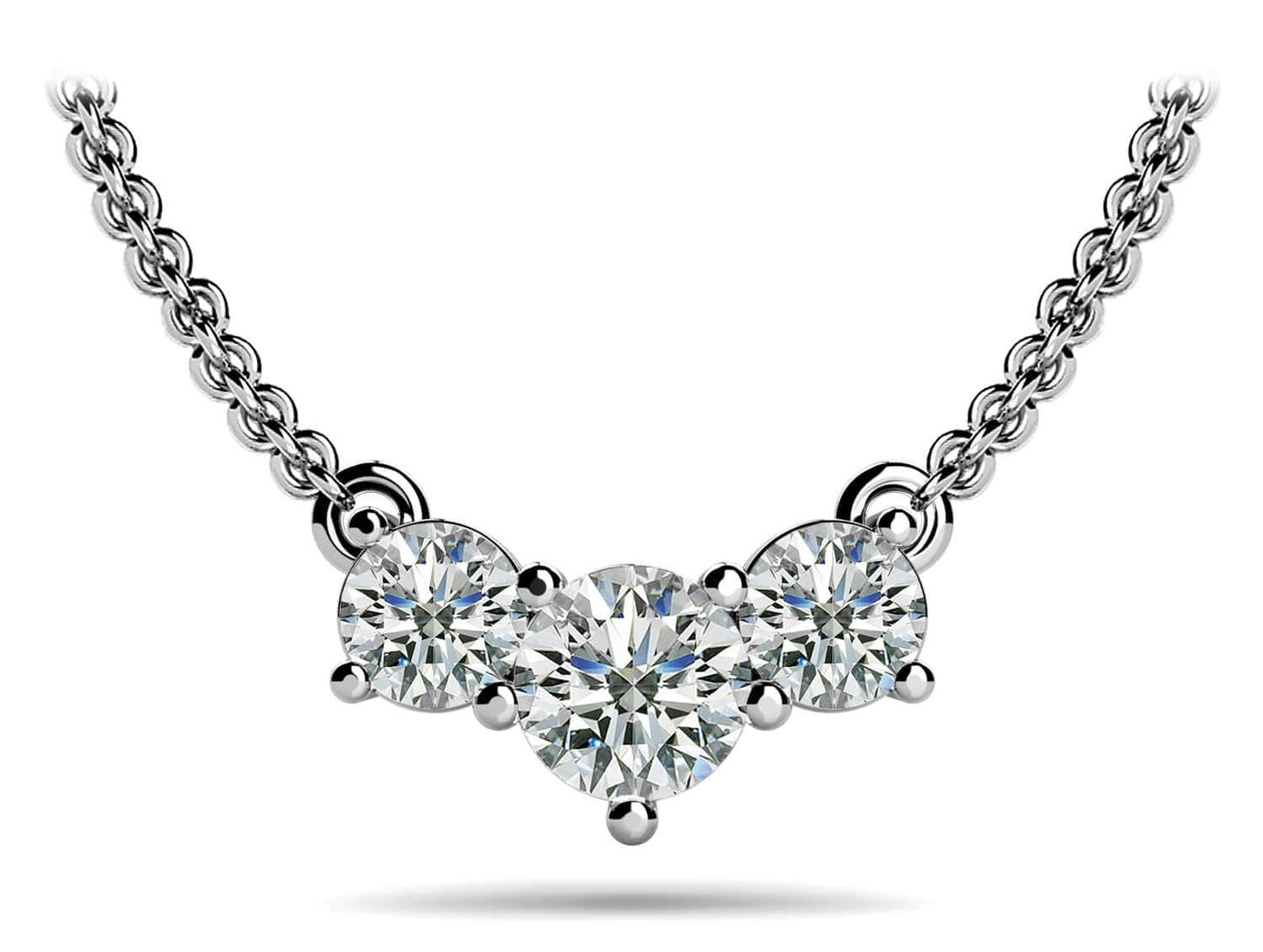 Three Stone Horizontal Diamond Pendant