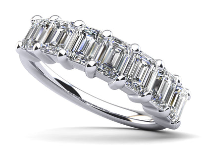 Seven Stone Emerald Cut Diamond Anniversary Ring