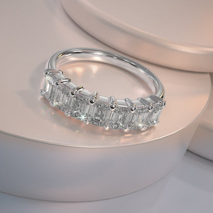 Seven Stone Emerald Cut Diamond Anniversary Ring