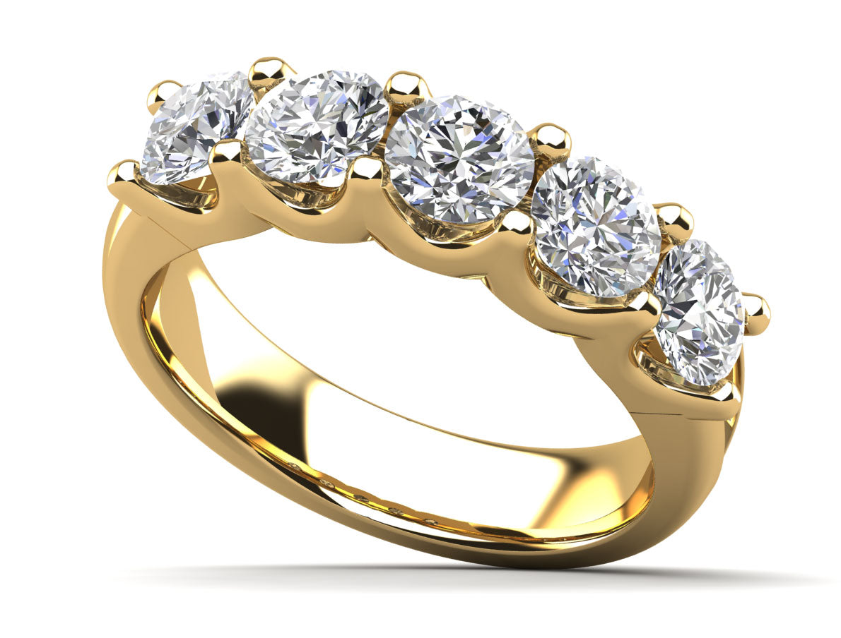 U Shape Five Stone Diamond Anniversary Ring