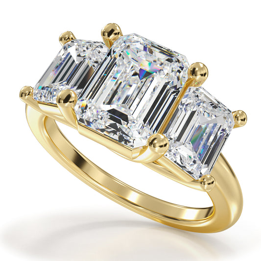 Stunning 3 Stone Emerald Cut Diamond Ring