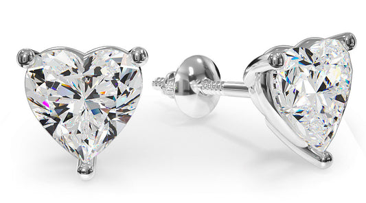 Heart Shaped Diamond Stud Earrings