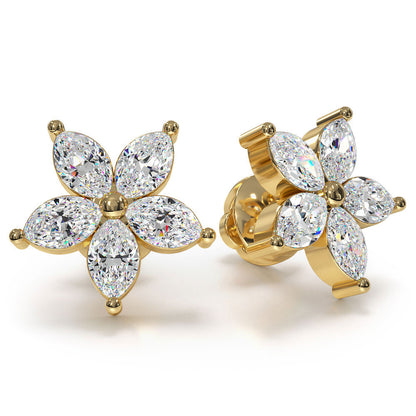 Ten Marquise Diamond Stud Earrings