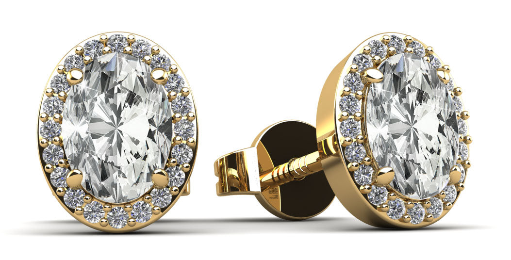 Halo Oval Diamond Studs Earrings