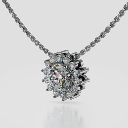 Flower Diamond Pendant with Halo of Diamonds