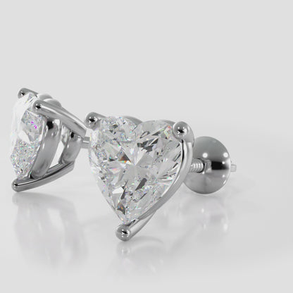 Heart Shaped Diamond Stud Earrings