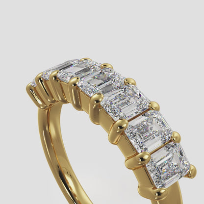 Seven Stone Emerald Cut Diamond Anniversary Ring