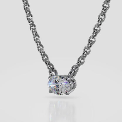 Oval Cut Horizontal Diamond Solitaire Pendant