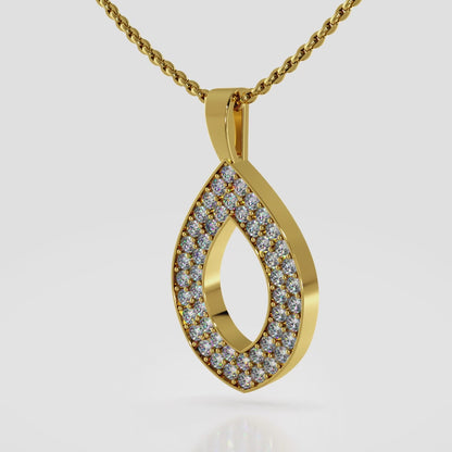 Tear Drop Diamond Pendant with Three Row Design