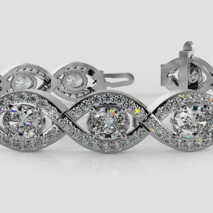 Marquise Link Diamond Bracelet with Oval Center Diamond