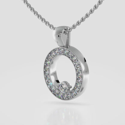 Oval Pendant with Surrounding Diamonds and Centerstone