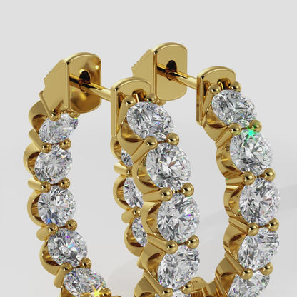 U Shape Cup Diamond Hoop Earrings