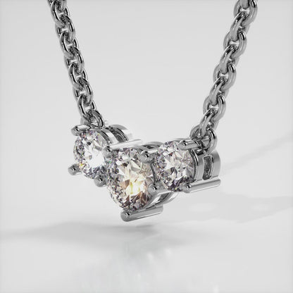 Three Stone Horizontal Diamond Pendant