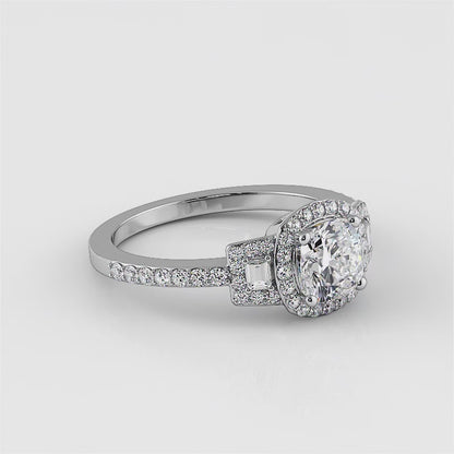 Cushion Cut And Baguettes Engagement Ring