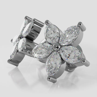 Ten Marquise Diamond Stud Earrings