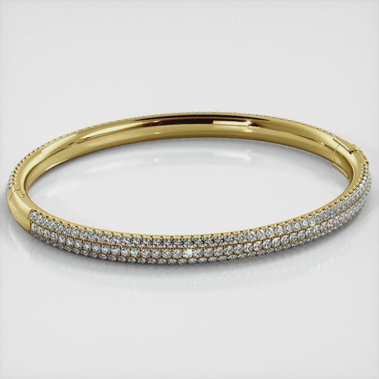 Three Row Pave Diamond Bangle