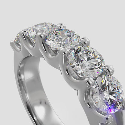 U Shape Five Stone Diamond Anniversary Ring