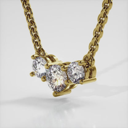 Three Stone Horizontal Diamond Pendant