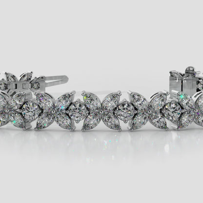 Flowers Of Marquise Diamond Tennis Bracelet