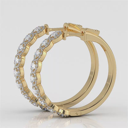 Brilliant Halo Diamond Hoop Earrings