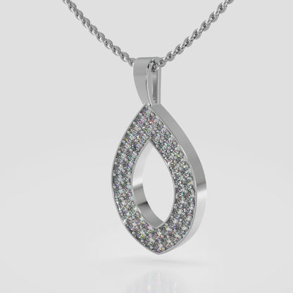 Tear Drop Diamond Pendant with Three Row Design