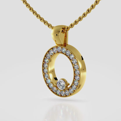 Oval Pendant with Surrounding Diamonds and Centerstone
