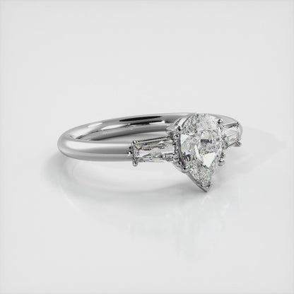 Pear And Baguette Three Stone Diamond Engagement Ring