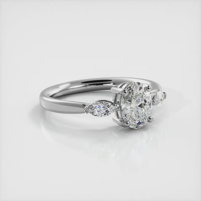 Three Stone Oval And Marquise Diamond Engagement Ring