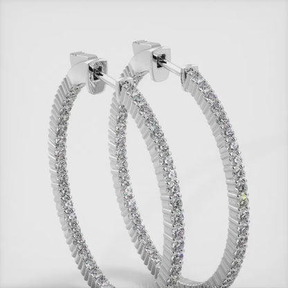 Single Row Inside Out Diamond Hoop Earring Medium