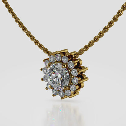 Flower Diamond Pendant with Halo of Diamonds