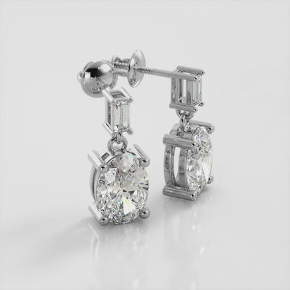 Splendid Oval Cut Diamond Drop Earrings