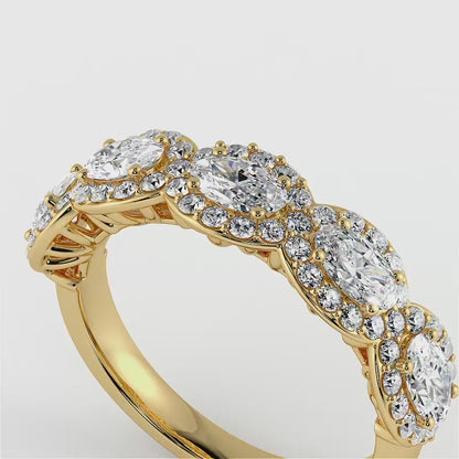 Oval Halo Diamond Anniversary Ring