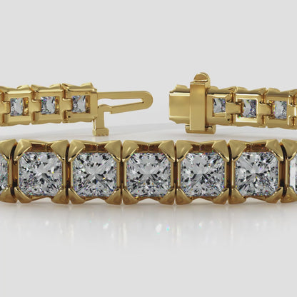 Crown Inspired Princess Cut Diamond Tennis Bracelet