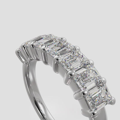 Seven Stone Emerald Cut Diamond Anniversary Ring