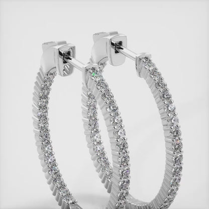 Single Row Inside Out Diamond Hoop Earring Small