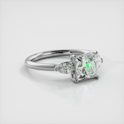 Three Stone Princess And Pear Engagement Ring