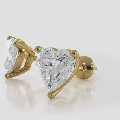 Heart Shaped Diamond Stud Earrings